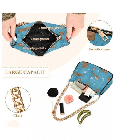 Geometric Rhombuses Shoulder Purse Tote Bag Women Fashion Handbags for Women Cute Ocean Sea Otter $13.80 Handbags