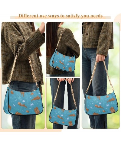 Geometric Rhombuses Shoulder Purse Tote Bag Women Fashion Handbags for Women Cute Ocean Sea Otter $13.80 Handbags