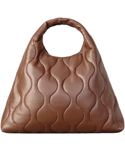 Puffer Tote Bag Fashion Quilted Bag for Women Designer Puffy Purse Handbags Down Padded Brown $16.60 Shoulder Bags