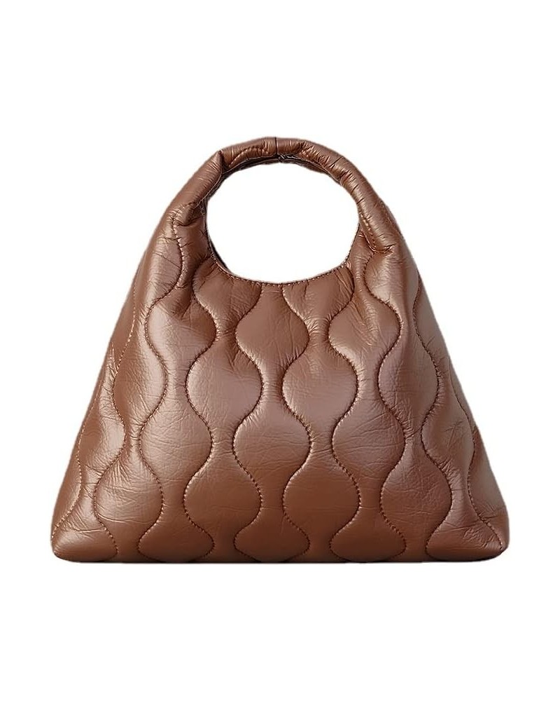 Puffer Tote Bag Fashion Quilted Bag for Women Designer Puffy Purse Handbags Down Padded Brown $16.60 Shoulder Bags