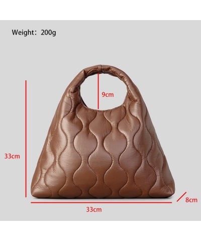 Puffer Tote Bag Fashion Quilted Bag for Women Designer Puffy Purse Handbags Down Padded Brown $16.60 Shoulder Bags