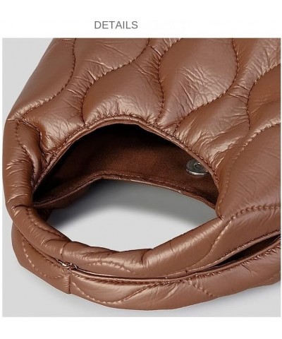 Puffer Tote Bag Fashion Quilted Bag for Women Designer Puffy Purse Handbags Down Padded Brown $16.60 Shoulder Bags