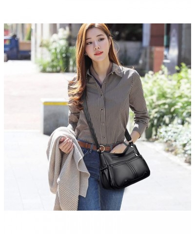 Crossbody Bag for Women Soft PU Leather Shoulder Handbag Multi Pocketbook for Women Ladies Wine Red $12.40 Crossbody Bags