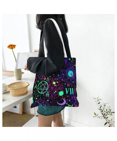 Lovely Cartoon Witchcraft Cat Skull Single Shoulder Fashion Canvas Tote Shopping Bags Handbags For Men And Women Magical Brig...