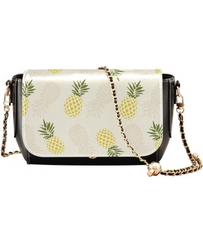 Chain Bag Pineapple Yellow Fruits Small Crossbody Bag PU Leather Shoulder Bag $23.99 Shoulder Bags