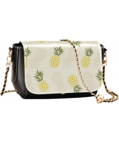 Chain Bag Pineapple Yellow Fruits Small Crossbody Bag PU Leather Shoulder Bag $23.99 Shoulder Bags