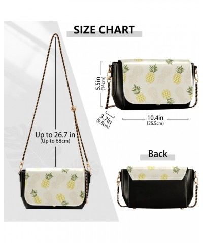 Chain Bag Pineapple Yellow Fruits Small Crossbody Bag PU Leather Shoulder Bag $23.99 Shoulder Bags