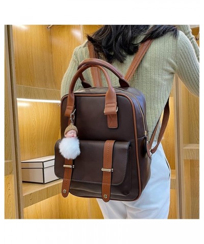 Womens Leather Backpacks Fashion Women Backpack Unisex Backpack Female Leather Backpack (Color : Black, Size : 13 * 10 * 4.5i...