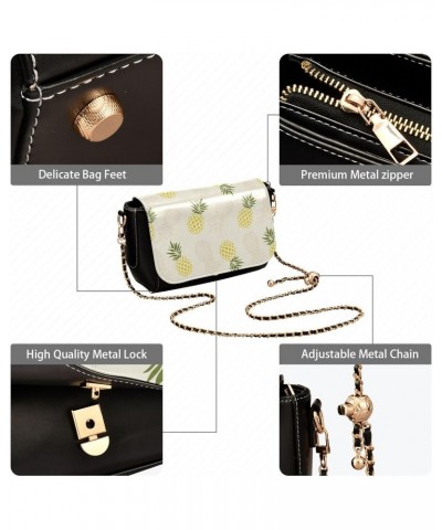 Chain Bag Pineapple Yellow Fruits Small Crossbody Bag PU Leather Shoulder Bag $23.99 Shoulder Bags