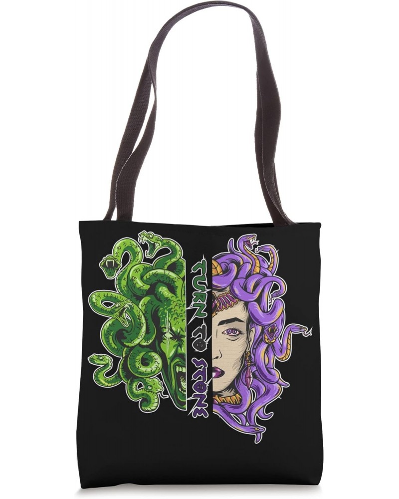 Turn To Stone Medusa Head Gorgo Snake Hair Greek Mythology Tote Bag $13.56 Totes