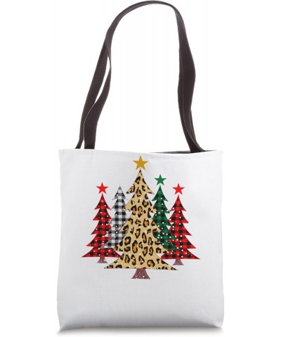 merry trees with buffalo red plaid leopard design Tote Bag $8.61 Totes