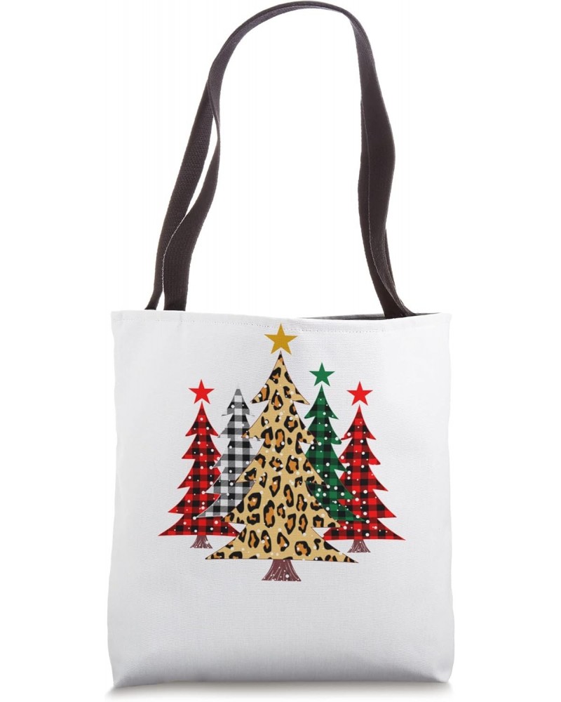 merry trees with buffalo red plaid leopard design Tote Bag $8.61 Totes