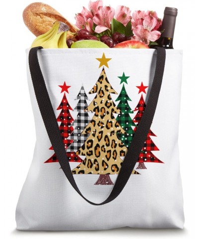 merry trees with buffalo red plaid leopard design Tote Bag $8.61 Totes