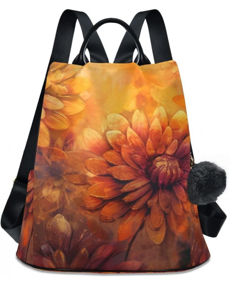 Painting Flower Withyellow Backpack for Women, Fashion Anti Theft Casual Daypack Shoulder Bag Purse for Travel Work 15 inches...