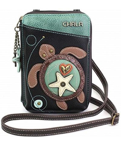 Wallet Crossbody Cell Phone Purse - Women Faux Leather Multicolor Handbag with Adjustable Strap Turtle - Black $25.80 Crossbo...