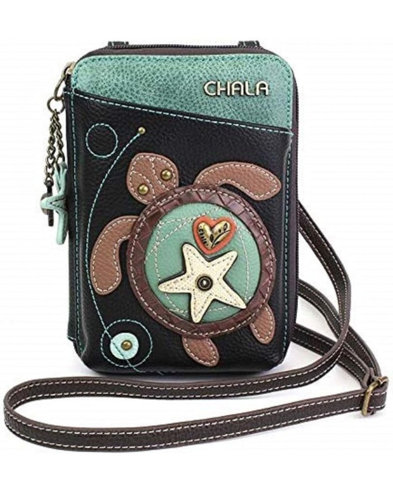 Wallet Crossbody Cell Phone Purse - Women Faux Leather Multicolor Handbag with Adjustable Strap Turtle - Black $25.80 Crossbo...