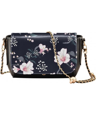 Tropical Flowers PU Leather Crossbody Handbag for Women Shoulder Purse with Adjustable Metal Chain Waterproof Travel Purse fo...