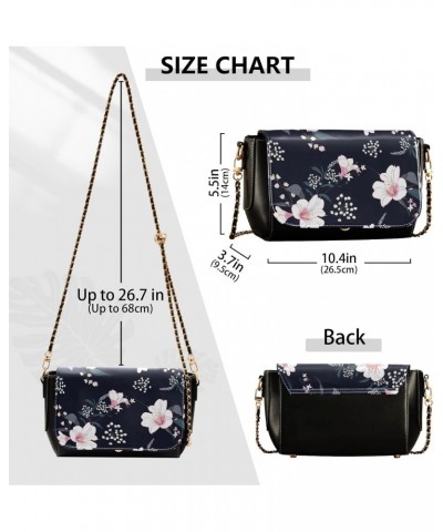 Tropical Flowers PU Leather Crossbody Handbag for Women Shoulder Purse with Adjustable Metal Chain Waterproof Travel Purse fo...