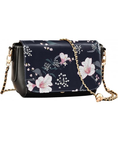 Tropical Flowers PU Leather Crossbody Handbag for Women Shoulder Purse with Adjustable Metal Chain Waterproof Travel Purse fo...