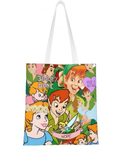 Peter Cartoon Pan Anime Canvas Totes Bag Women Girls Totes Bag Shoulder Bag Cartoon Casual Shoulder Tote $12.99 Totes