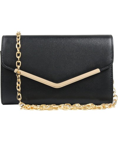 Clutch Purse Evening Bag for Women，Envelope Handbag With Detachable Chain Black-1 $11.87 Evening Bags