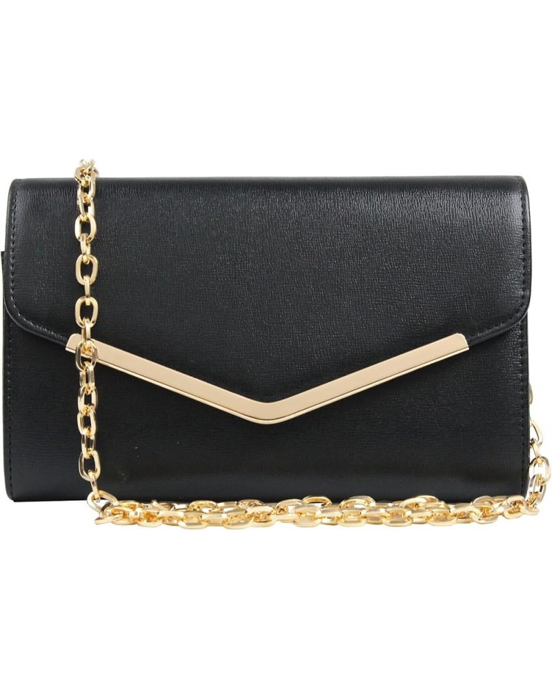 Clutch Purse Evening Bag for Women，Envelope Handbag With Detachable Chain Black-1 $11.87 Evening Bags