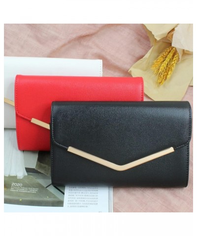 Clutch Purse Evening Bag for Women，Envelope Handbag With Detachable Chain Black-1 $11.87 Evening Bags