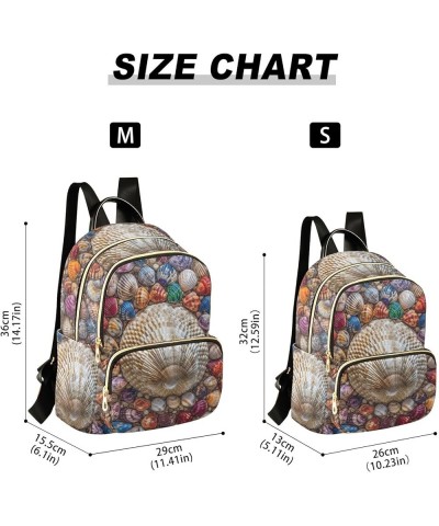 Women's Small Fashion Backpack Colorful Seashell Collection Print Ladies Travel Daypack Aesthetic Shoulder Bag 10.2×5.1×12.5 ...