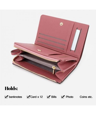 Large Capacity PU Leather Wallet for Women Credit Card Wallet RFID Blocking Zipper Pockets Change Coin Purse Card Holder for ...