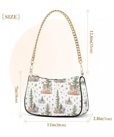 Blooming Pink Flowers Dressy Purses Hobo Trendy Bag Women Small Handbags Chain Shoulder Bags Formal Deer Winter Forest $17.09...