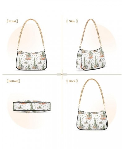 Blooming Pink Flowers Dressy Purses Hobo Trendy Bag Women Small Handbags Chain Shoulder Bags Formal Deer Winter Forest $17.09...