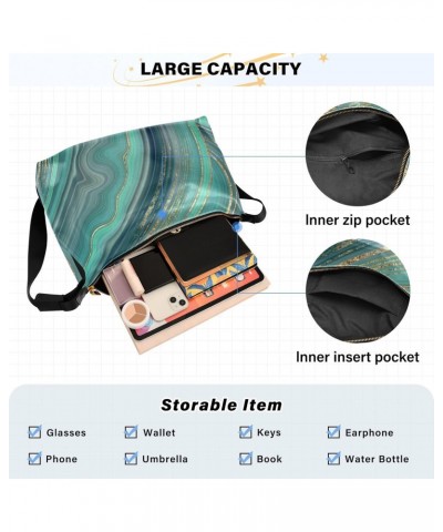 Women Boho Bag Marble Green Shoulder Bag PU Leather Pouch Crossbody Bag Large Tote Handbag For Quick Getaway Weekend Holiday ...