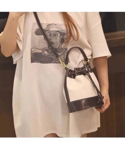 Bucket Bag Bucket Wallet Leather Bucket Bag Drawstring Handbag Women's Crossbody Shoulder Hobo Bag Brown $31.87 Shoulder Bags