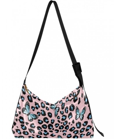 Butterfly Wild Leopard Skin Hobo Crossbody Bags for Women Leather Large Shoulder Bag Cross Body Blue Trendy Womens Tote Bags ...