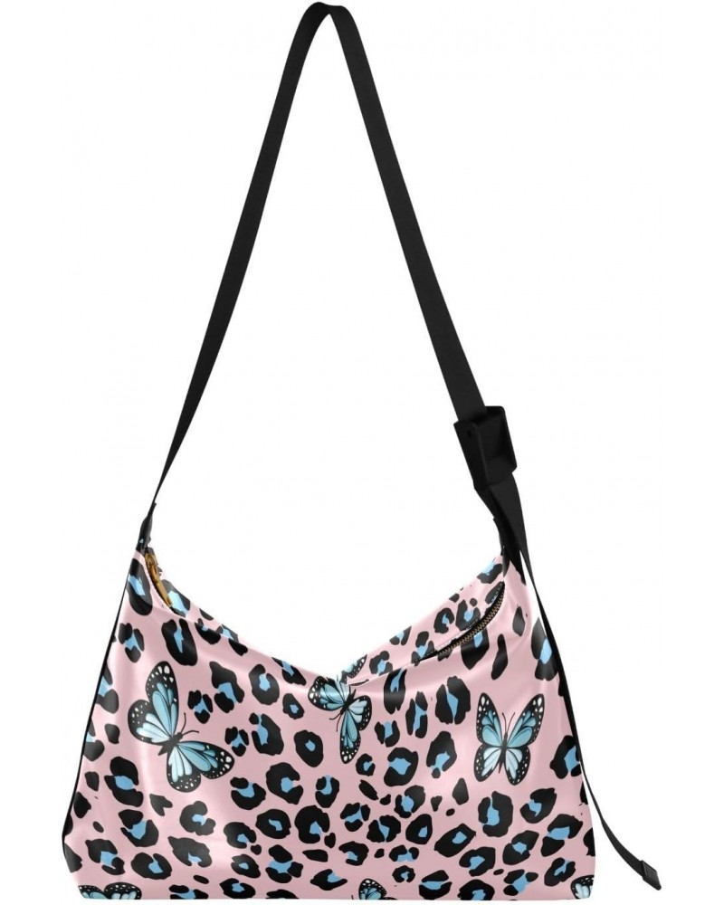 Butterfly Wild Leopard Skin Hobo Crossbody Bags for Women Leather Large Shoulder Bag Cross Body Blue Trendy Womens Tote Bags ...