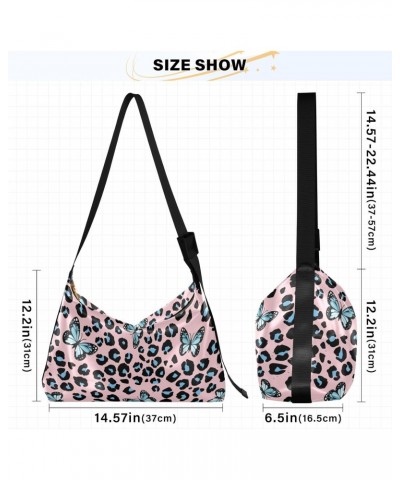 Butterfly Wild Leopard Skin Hobo Crossbody Bags for Women Leather Large Shoulder Bag Cross Body Blue Trendy Womens Tote Bags ...