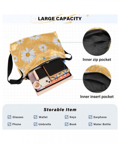 Daisy Floral Crossbody Bag Hobo Handbag Purse Fashion PU Leather Shoulder Bags for Women $17.67 Hobo Bags