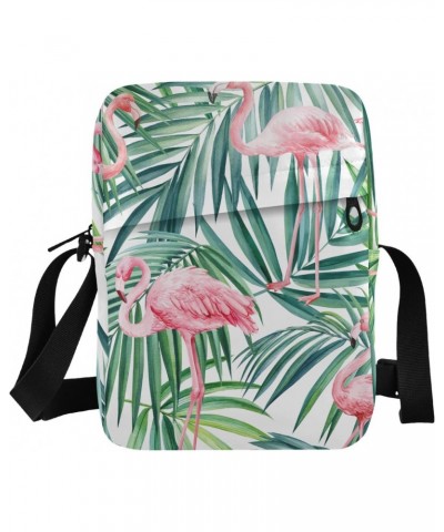 Crossbody Phone Bag Green Palm Leaves Flamingo Small Messenger Shoulder Bag Cash Handbag Wallet Purse(236rh9b) $8.80 Crossbod...