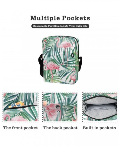 Crossbody Phone Bag Green Palm Leaves Flamingo Small Messenger Shoulder Bag Cash Handbag Wallet Purse(236rh9b) $8.80 Crossbod...