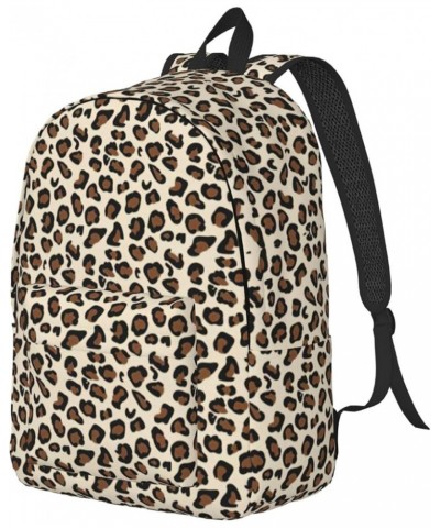 Leopard Print Print Unisex Canvas Bag Canvas Shoulder Pouch Pack Lightweight Backpack For Woman Lady Black Medium $17.39 Back...