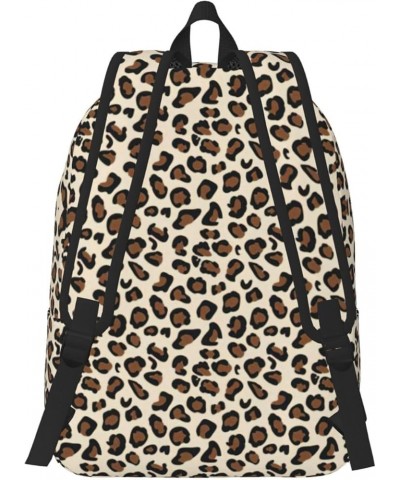 Leopard Print Print Unisex Canvas Bag Canvas Shoulder Pouch Pack Lightweight Backpack For Woman Lady Black Medium $17.39 Back...