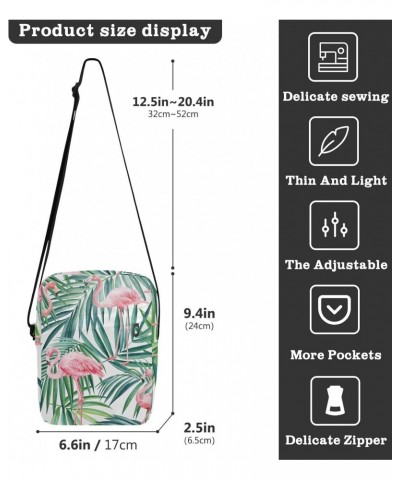 Crossbody Phone Bag Green Palm Leaves Flamingo Small Messenger Shoulder Bag Cash Handbag Wallet Purse(236rh9b) $8.80 Crossbod...