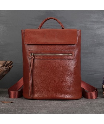 Women Genuine Leather Backpack Handbag Purse,Satchel for Women Shoulder Bag Tote Travel Vintage Zipper Medium Brown $36.08 Ba...