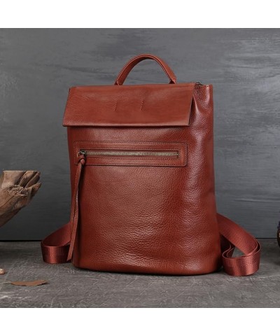 Women Genuine Leather Backpack Handbag Purse,Satchel for Women Shoulder Bag Tote Travel Vintage Zipper Medium Brown $36.08 Ba...