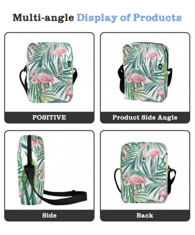 Crossbody Phone Bag Green Palm Leaves Flamingo Small Messenger Shoulder Bag Cash Handbag Wallet Purse(236rh9b) $8.80 Crossbod...