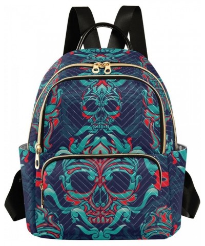 Green Sugar Skull Halloween Mini Backpack Purse for Women Travel Bag Fashion Daypack Back Pack Shoulder Bag Multicolor Medium...