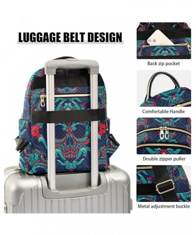 Green Sugar Skull Halloween Mini Backpack Purse for Women Travel Bag Fashion Daypack Back Pack Shoulder Bag Multicolor Medium...