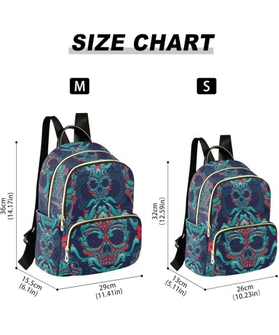 Green Sugar Skull Halloween Mini Backpack Purse for Women Travel Bag Fashion Daypack Back Pack Shoulder Bag Multicolor Medium...