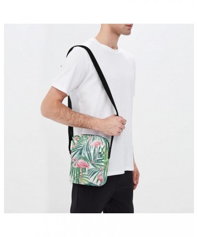 Crossbody Phone Bag Green Palm Leaves Flamingo Small Messenger Shoulder Bag Cash Handbag Wallet Purse(236rh9b) $8.80 Crossbod...