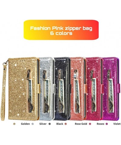 for Google Pixel 6 Magnetic Flip Sparkling Phone Case, Zipper Bag Protective Leather Case Black Pixel 7 Gold $16.55 Others